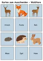 Vorschau - Arbeitsblätter - Merk es dir Tiere im Wald (Bild-Wort) - DaZ/DaF, Deutsch (Klasse 1 bis 4) - Seite 1
