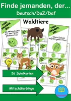 Vorschau - Arbeitsblätter - Mitschüler Bingo Tiere im Wald - DaZ/DaF, Deutsch (Klassenspiel) - Finde jemanden, der… - Deckblatt
