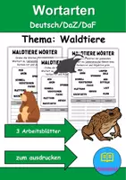 Vorschau - Lehrpläne/Lehrermaterial - Wortarten Tiere im Wald - DaZ/DaF, Deutsch (Nomen, Verben, Adjektive) - Deckblatt