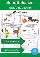 Vorschau - Lehrpläne/Lehrermaterial - Schüttelsätze Thema Tiere im Wald - DaZ/DaF, Deutsch (2./ 3. Klasse) - Deckblatt