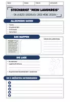 Vorschau - Arbeitsblätter - Steckbrief "Mein Landkreis" – Ein kurzer Überblick über meine Region - Deckblatt