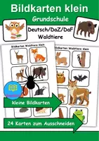 Vorschau - Spiele - Kleine Bildkarten Tiere im Wald - DaZ/DaF, Deutsch (Grundschule) Vokabelkarten - Deckblatt