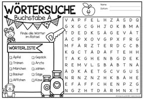 anteprima - Esercizi - Wörtersuche / Suchsel (Alphabet) | Tedesco - Pagina 3