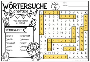 anteprima - Esercizi - Wörtersuche / Suchsel (Alphabet) | Tedesco - Pagina 2
