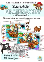 Vorschau - Arbeitsblätter - Wimmelbilder, Suchbilder differenziert zum Wortschatz Piraten, Kindergarten, Vorschule, Grundschule, DaZ - Deckblatt