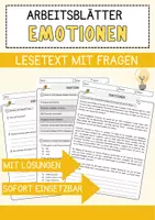 Vorschau - Arbeitsblätter - Emotionen Arbeitsblätter mit Fragen + Lösungen Psychologie AB - Deckblatt