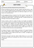 Vorschau - Arbeitsblätter - Emotionen Arbeitsblätter mit Fragen + Lösungen Psychologie AB - Seite 1