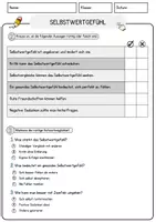 Vorschau - Arbeitsblätter - Selbstwertgefühl Arbeitsblätter mit Fragen + Lösungen Psychologie AB - Seite 2