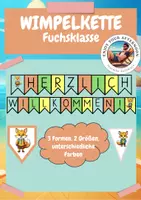 Vorschau - Bildkarten - Wimpelkette Herzlich Willkommen Fuchsklasse - Deckblatt