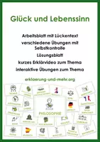 Vorschau - Arbeitsblätter - Glück und Lebenssinn (mit Lückentext und Übungen) - Deckblatt