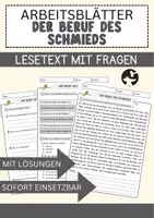 Vorschau - Arbeitsblätter - Der Beruf des Schmieds Arbeitsblätter mit Fragen Lesetraining mit Lösungen Lesetext - Deckblatt