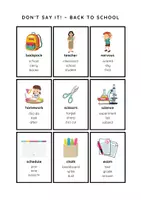 Vorschau - Arbeitsblätter - Don’t Say It! – Back to School Vocabulary – Speaking Game for ESL - Seite 1