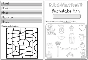Vorschau - Stationenlernen - Buchstabeneinführung Buchstabe H | Mini-Faltheft Grundschrift Klasse 1 - Seite 3