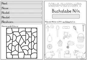 Vorschau - Stationenlernen - Buchstabeneinführung Buchstabe N | Mini-Faltheft Grundschrift Klasse 1 - Seite 3