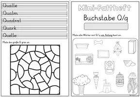 Vorschau - Stationenlernen - Buchstabeneinführung Buchstabe Q | Mini-Faltheft Grundschrift Klasse 1 - Seite 3