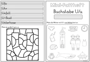 Vorschau - Arbeitsblätter - Buchstabeneinführung Buchstabe U | Mini-Faltheft Grundschrift Klasse 1 - Seite 3