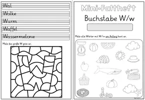 Vorschau - Stationenlernen - Buchstabeneinführung Buchstabe W | Mini-Faltheft Grundschrift Klasse 1 - Seite 3