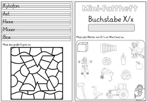 Vorschau - Stationenlernen - Buchstabeneinführung Buchstabe X | Mini-Faltheft Grundschrift Klasse 1 - Seite 3