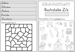 Vorschau - Arbeitsblätter - Buchstabeneinführung Buchstabe Z | Mini-Faltheft Grundschrift Klasse 1 - Seite 3
