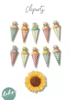 Vorschau - selbst erstellte Cliparts/Grafiken - Cliparts Schulstart – Schultüten & Sonnenblume - Seite 1