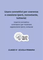 anteprima - Quiz - Inserire connettivi contrastivi per mostrare opposizione (però, tuttavia) - Quiz - Pagina di copertina