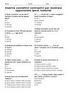 anteprima - Quiz - Inserire connettivi contrastivi per mostrare opposizione (però, tuttavia) - Quiz - Pagina 1
