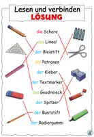 Vorschau - Arbeitsblätter - Lesen und verbinden "In meinem Mäppchen" Schulsachen - DaZ / DaF / Deutsch - Seite 3