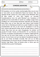 Vorschau - Arbeitsblätter - Sonnenblumenkerne Arbeitsblätter mit Fragen + Lösungen Leseverstehen und Wortschatz - Seite 1
