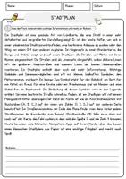 Vorschau - Arbeitsblätter - Stadtplan Arbeitsblätter mit Fragen + Lösungen Leseverstehen und Wortschatz - Seite 1