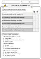 Vorschau - Arbeitsblätter - Was macht ein Anwalt Arbeitsblätter mit Fragen + Lösungen Leseverstehen und Wortschatz - Seite 2