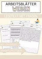 Vorschau - Arbeitsblätter - Weben Arbeitsblätter mit Fragen + Lösungen Leseverstehen und Wortschatz - Deckblatt