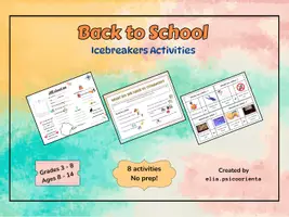 Vista previa - Juegos / Gamificación - Back to School Icebreakers – 8 Fun No Prep Activities - Portada