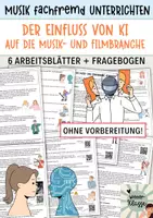 Vorschau - Arbeitsblätter - Der Einfluss von KI auf die Musik- und Filmbranche / Künstliche Intelligenz Vorteile, Nachteile - Arbeitsblätter - Deckblatt