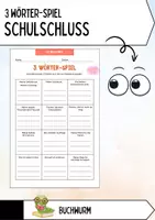 Vorschau - Arbeitsblätter - 3 Wörter Spiel: SCHULSCHLUSS - Deckblatt