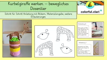Vorschau - Stundenentwürfe - Kurbeltier werken - Dosentier mit beweglichem Hals und Kopf - Deckblatt