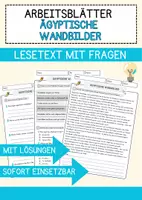 Vorschau - Arbeitsblätter - Ägyptische Wandbilder Arbeitsblätter mit Fragen + Lösungen AB - Deckblatt