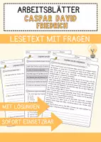 Vorschau - Arbeitsblätter - Caspar David Friedrich Arbeitsblätter mit Fragen + Lösungen AB - Deckblatt