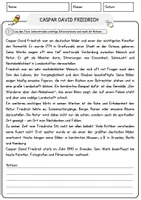 Vorschau - Arbeitsblätter - Caspar David Friedrich Arbeitsblätter mit Fragen + Lösungen AB - Seite 1