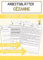 Vorschau - Arbeitsblätter - Cézanne Arbeitsblätter mit Fragen + Lösungen AB - Deckblatt