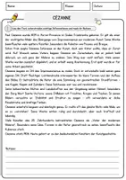 Vorschau - Arbeitsblätter - Cézanne Arbeitsblätter mit Fragen + Lösungen AB - Seite 1