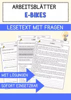 Vorschau - Arbeitsblätter - E-Bikes Arbeitsblätter mit Fragen + Lösungen AB - Deckblatt