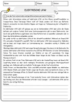 Vorschau - Arbeitsblätter - Elektrische LKW Arbeitsblätter mit Fragen + Lösungen AB - Seite 1