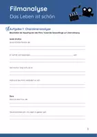 Vorschau - Arbeitsblätter - Filmanalyse: Das Leben ist schön - Deckblatt