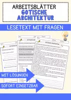 Vorschau - Arbeitsblätter - Gotische Architektur Arbeitsblätter mit Fragen + Lösungen AB - Deckblatt