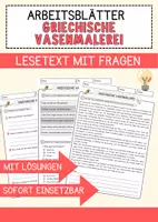 Vorschau - Arbeitsblätter - Griechische Vasenmalerei Arbeitsblätter mit Fragen + Lösungen AB - Deckblatt