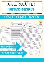 Vorschau - Arbeitsblätter - Impressionismus Arbeitsblätter mit Fragen + Lösungen AB - Deckblatt