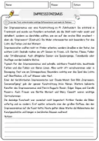 Vorschau - Arbeitsblätter - Impressionismus Arbeitsblätter mit Fragen + Lösungen AB - Seite 1