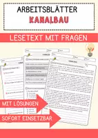 Vorschau - Arbeitsblätter - Kanalbau Arbeitsblätter mit Fragen + Lösungen AB - Deckblatt