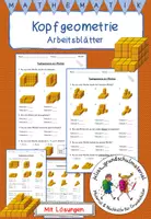 Vorschau - Arbeitsblätter - Kopfgeometrie mit Würfelgebäuden und Quadergebäuden - mit Lösung (auch schwarz-weiß) - Deckblatt