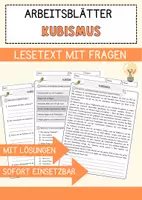Vorschau - Arbeitsblätter - Kubismus Arbeitsblätter mit Fragen + Lösungen AB - Deckblatt